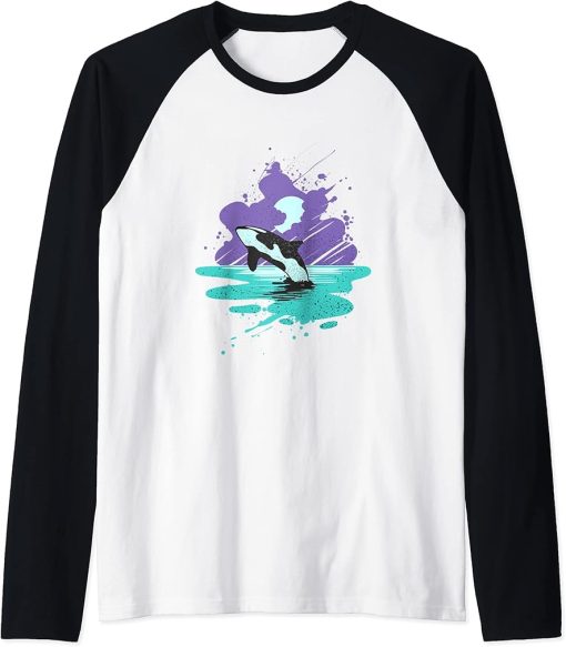 Ocean Lover Aquarist Gift Killer Whale Orca Raglan Baseball Tee