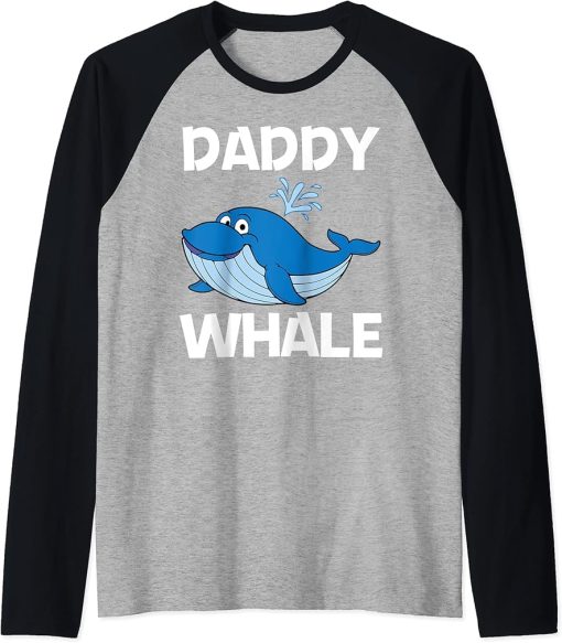 Funny Whale Art For Men Dad Orca Narwhal Blue Whales Raglan Baseball Tee